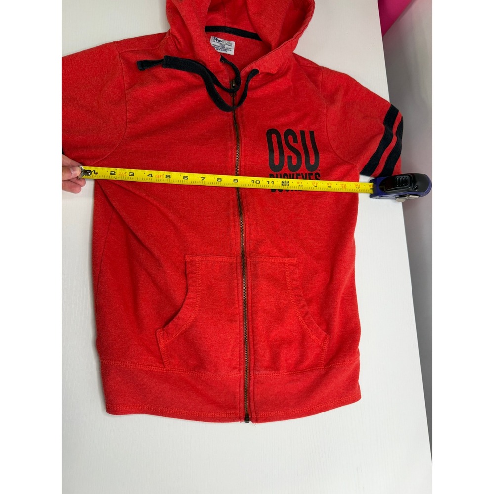 Pro Edge OSU Buckeyes Full Zip Hoodie Red Varsity Stripe Sweatshirt Small - Picture 5 of 8